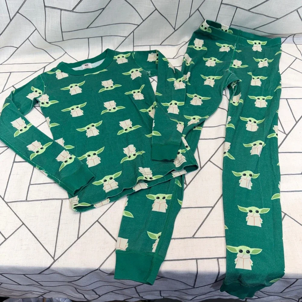 Hanna Andersson Star Wars Grogu Baby Yoda Pajamas Organic Cotton Green Set US 10